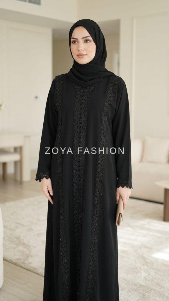 Classic Black Lace Abaya