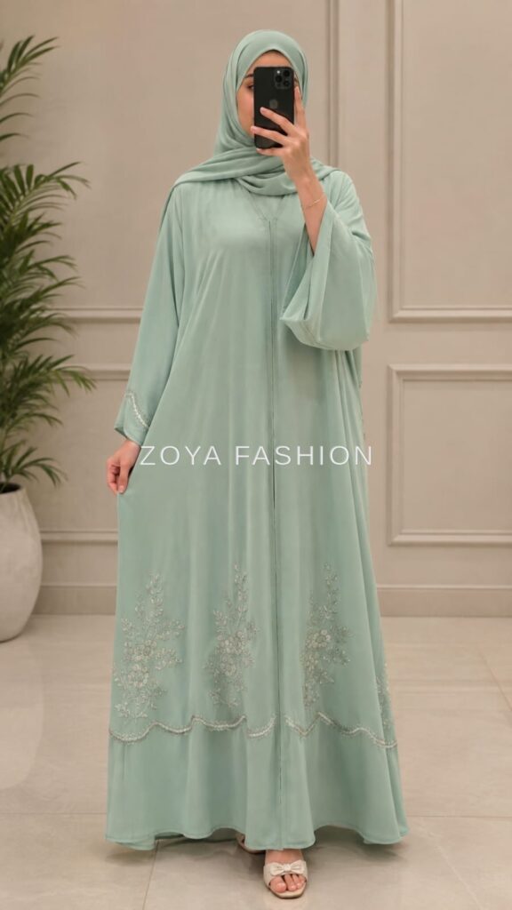 Sage Green Handwork Abaya