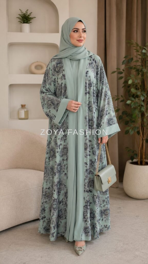 Sage Green 3-Piece Abaya