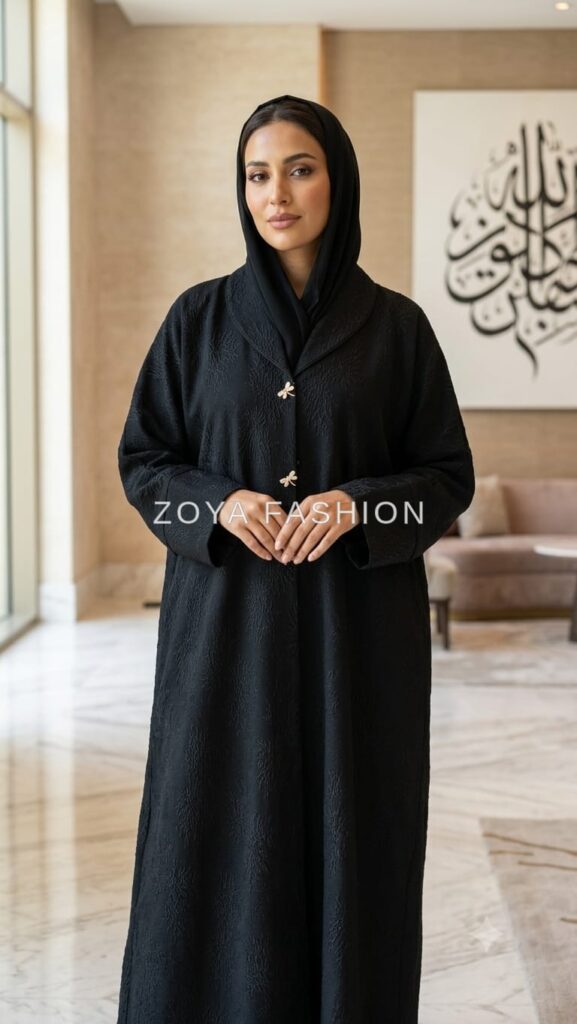 Black Textured Abaya