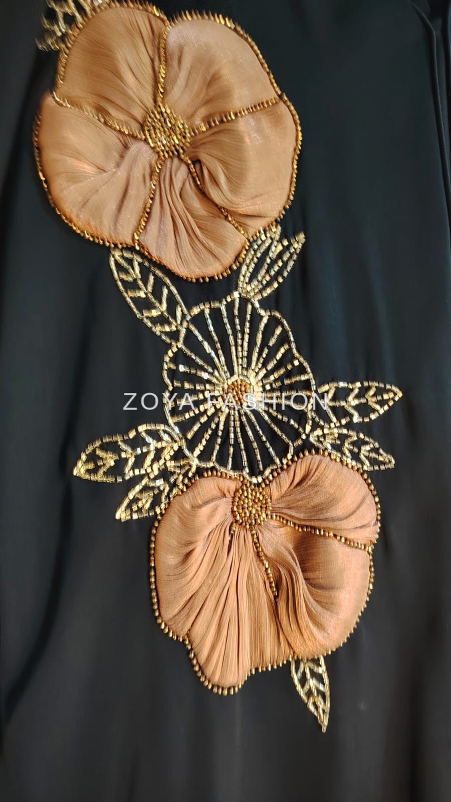 Black Nida Embroidered Abaya - Image 3