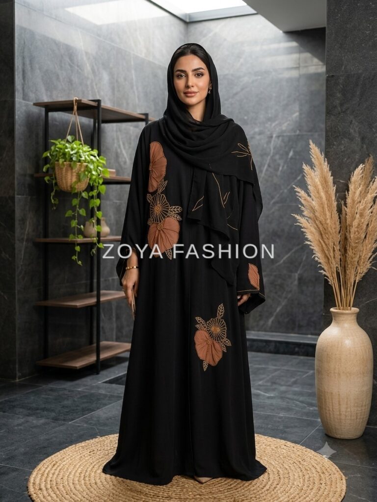Black Nida Embroidered Abaya