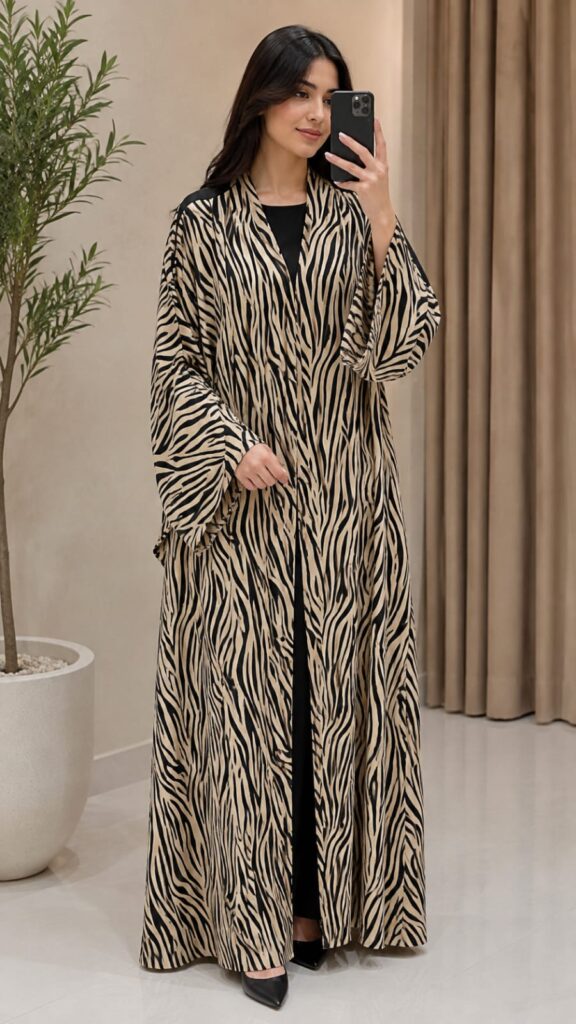 Zebra Print Open Abaya
