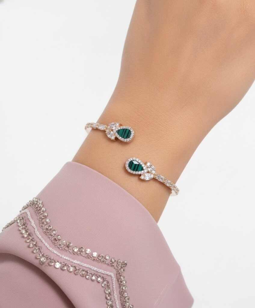 Emerald Teardrop Charm Bracelet