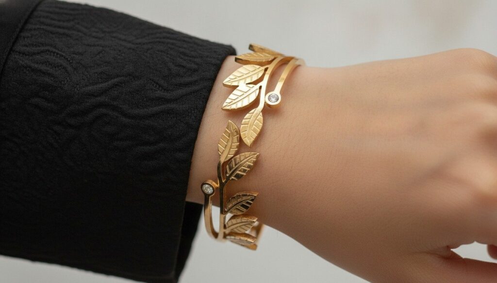 Golden Laurel Leaf Hinge Bangle