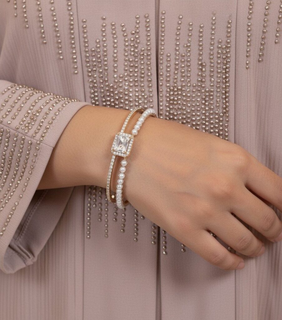 Radiant Pearl & Cushion-Cut Open Cuff