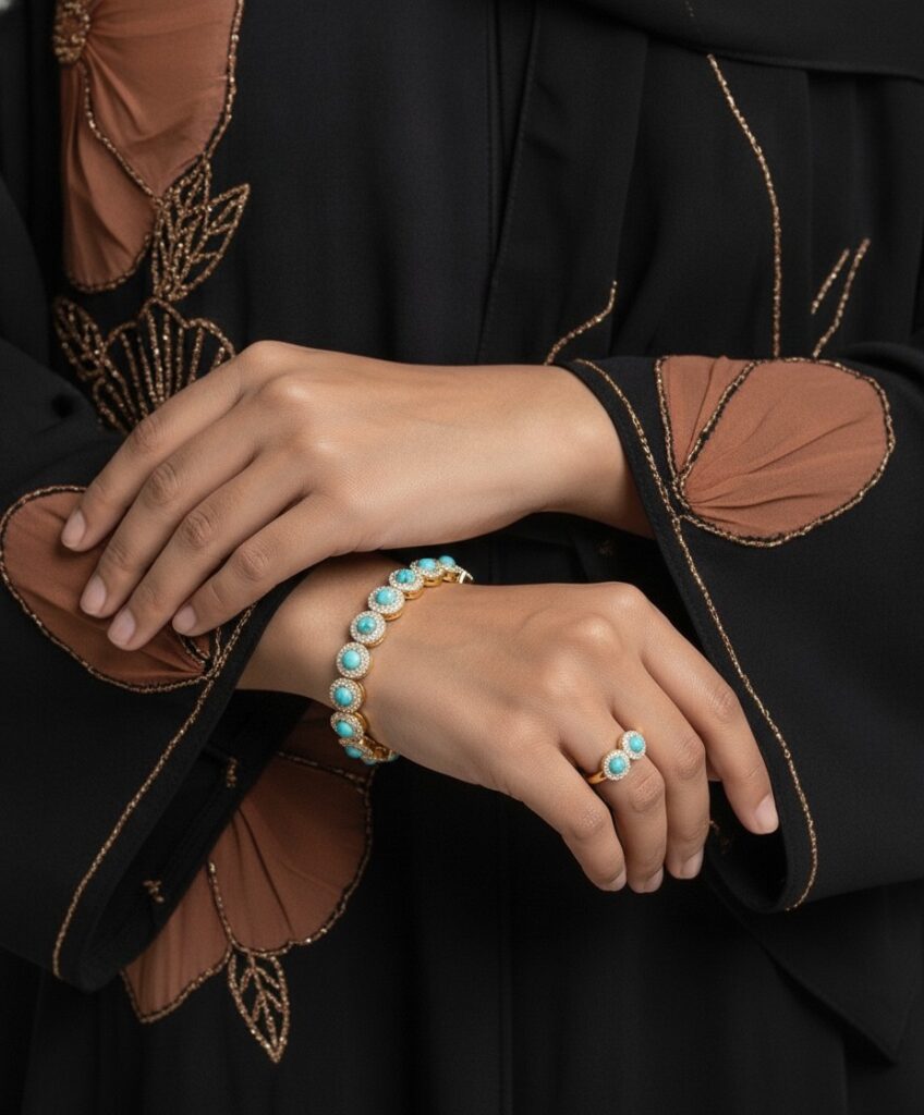 Turquoise Crystal Halo Link Bracelet