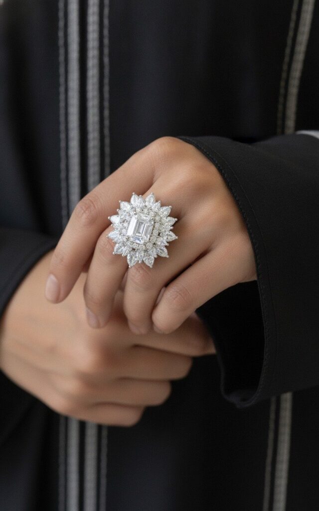 Radiant Emerald-Cut Cluster Ring