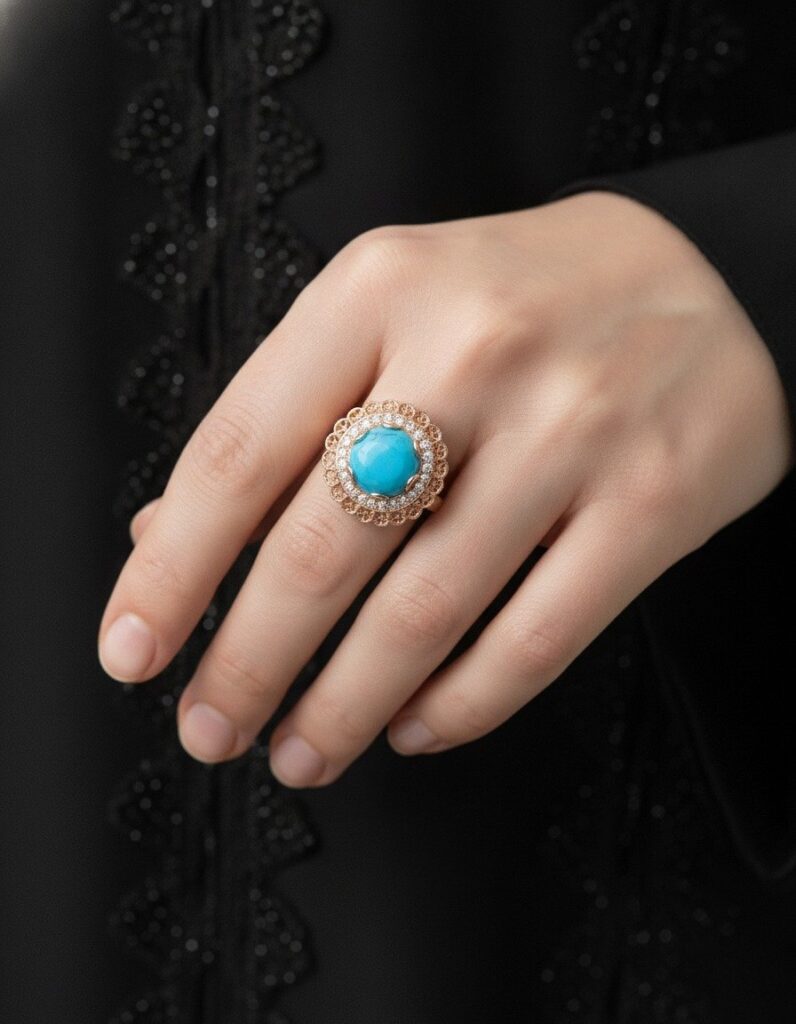 Radiant Turquoise Filigree Ring