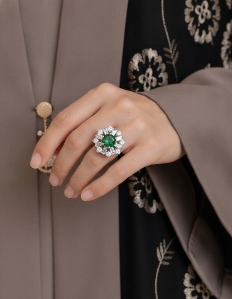 Emerald Sunburst Ring