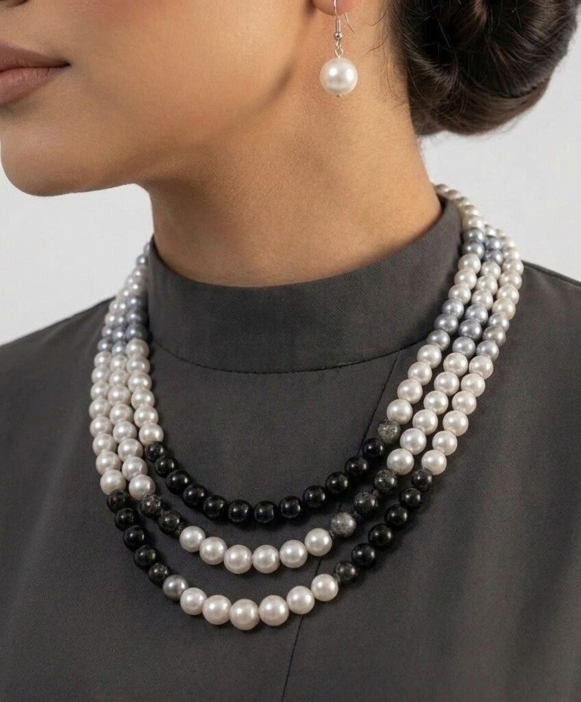Gradient Multi-Strand Pearl Necklace Set